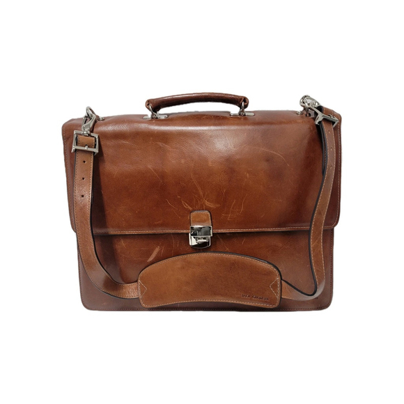 JACK GEORGE-Elements Professional / Briefcase -Black leather  Jack George Elements Professional Leather Expandable Adult Unisex Briefcase